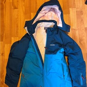 Patagonia Kids Teal and Navy Puffer Ski Jacket - Powder Town